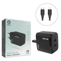 شارژر دیواری فست شارژ Green Lion GNPD40UCLWCBK 2Port PD 40W + کابل آیفونی