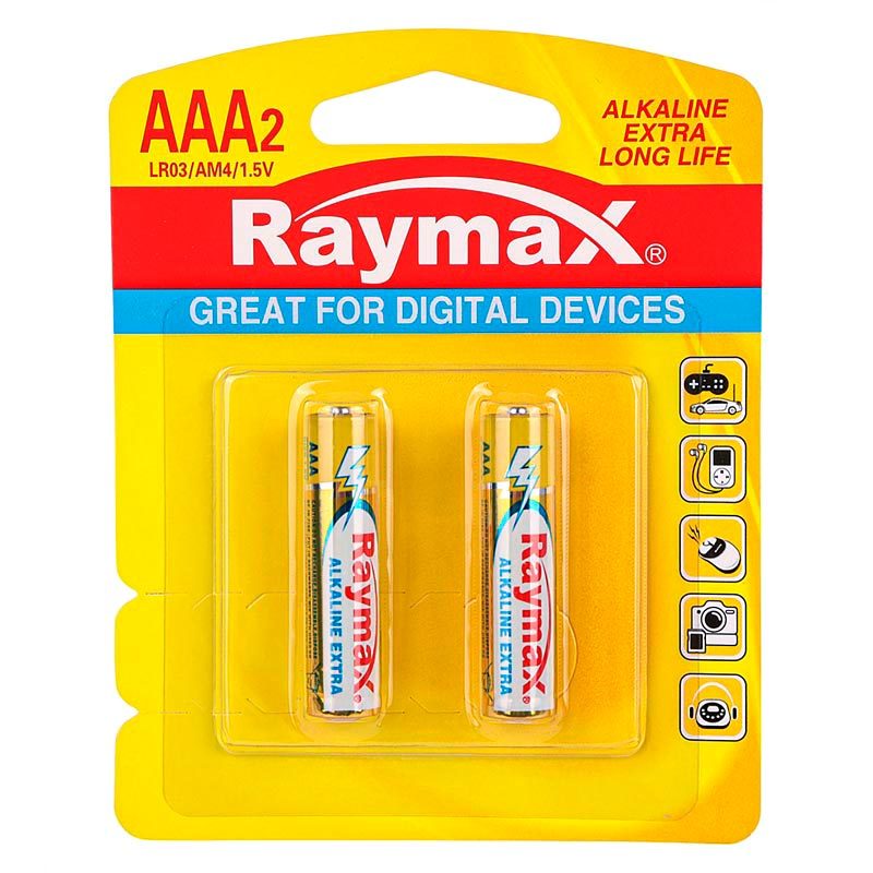 باتری دوتایی نیم قلمی Raymax Alkaline Extra LR03 1.5V AAA