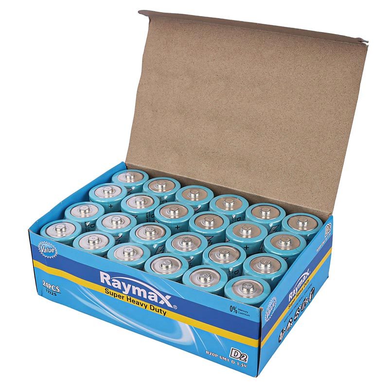 باتری دوتایی بزرگ Raymax Super Heavy Duty 1.5V D شرینک