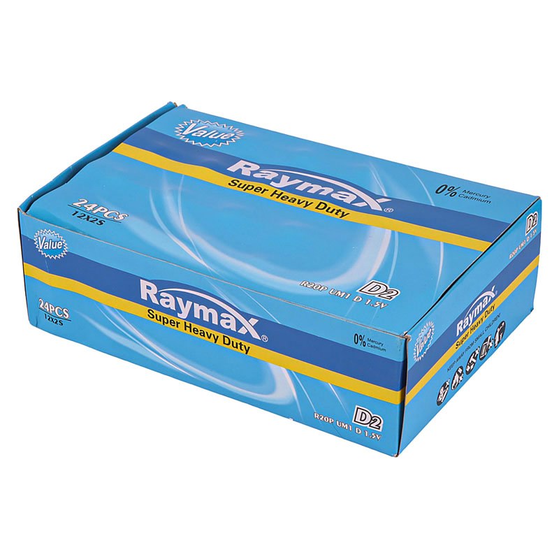 باتری دوتایی بزرگ Raymax Super Heavy Duty 1.5V D شرینک