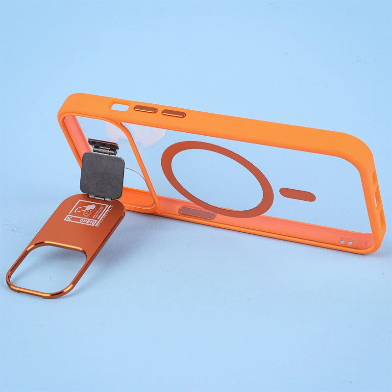 قاب مگ سیف استندشو با محافظ لنز رینگی Metal Stand Case آیفون 13 / 14