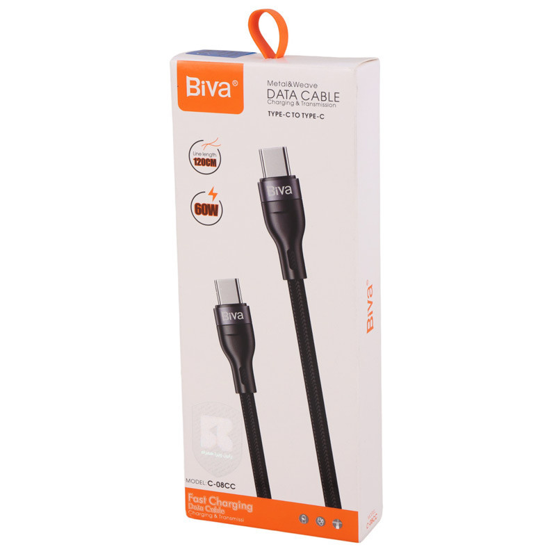 کابل تبدیل فست شارژ Biva C-08CC Type-C To Type-C PD 60W 1.2m