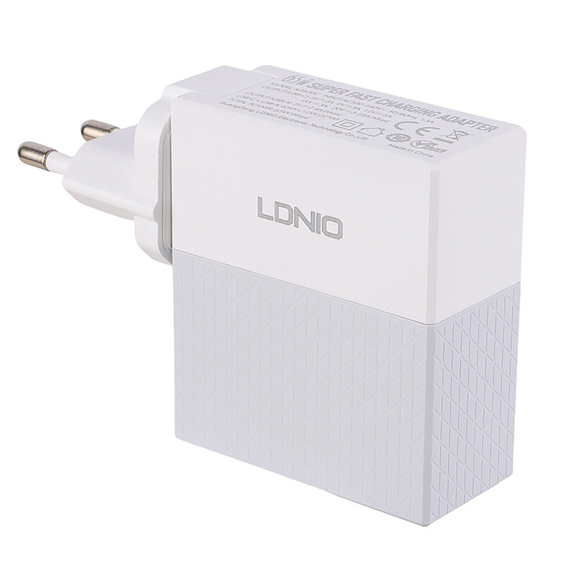 شارژر دیواری فست شارژ Ldnio A2620C 2Port 3.25A QC3.0 PD3.0 65W + کابل تبدیل تایپ سی