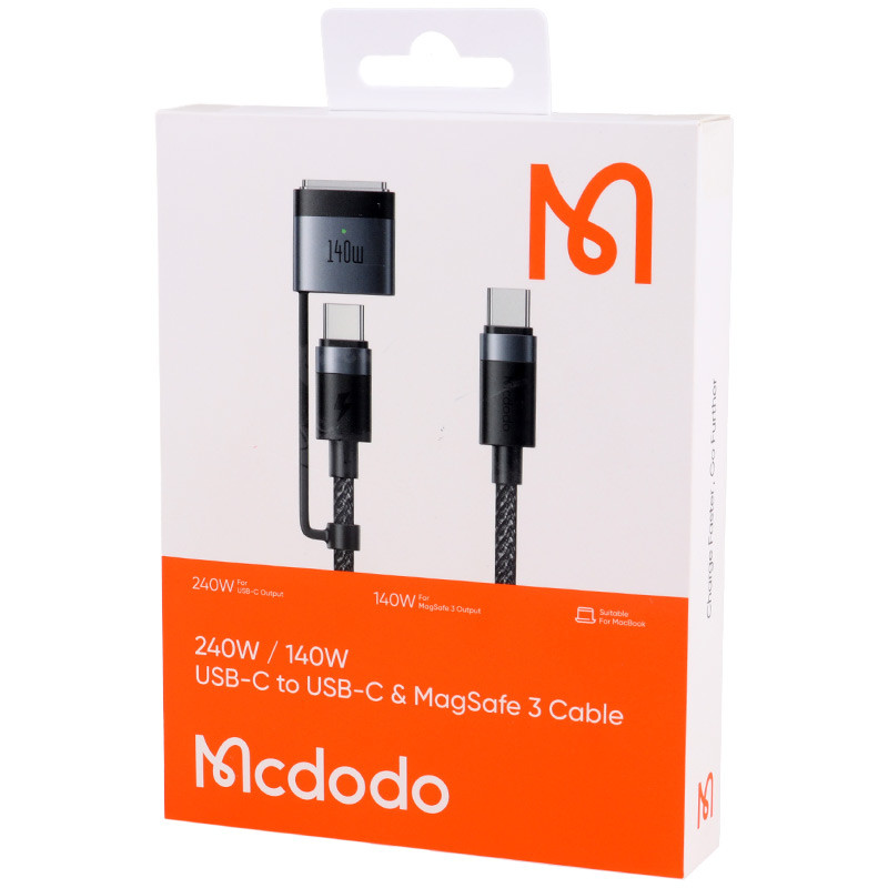 کابل تبدیل فست شارژ Mcdodo CA-014 Type-C To Type-C/Magsafe 3 5A PD 240W 2m