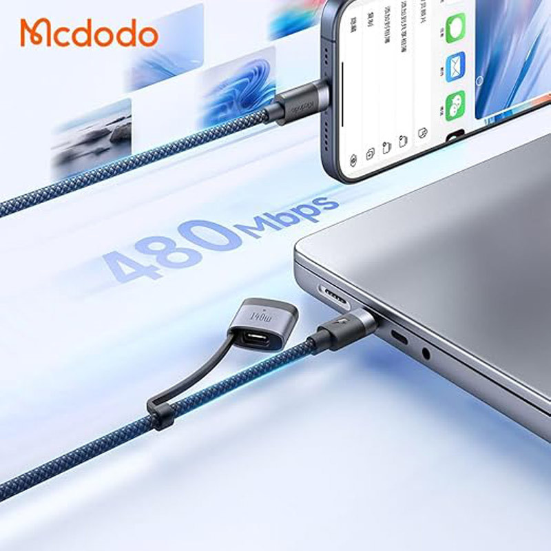 کابل تبدیل فست شارژ Mcdodo CA-014 Type-C To Type-C/Magsafe 3 5A PD 240W 2m