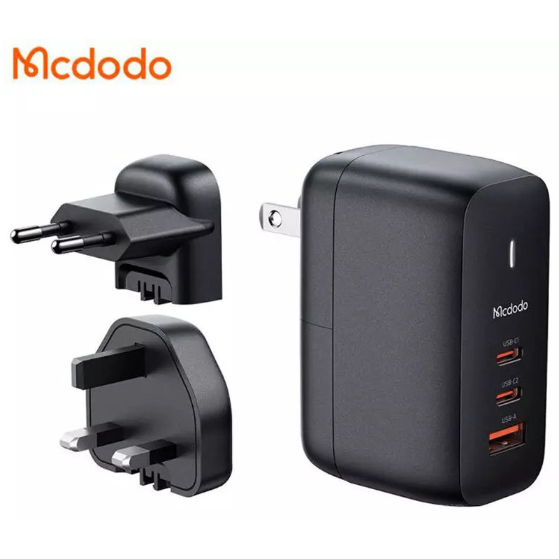 شارژر دیواری فست شارژ Mcdodo CH-844 GaN 3Port 5A QC4.0 PD3.0 65W + کابل تبدیل تایپ سی