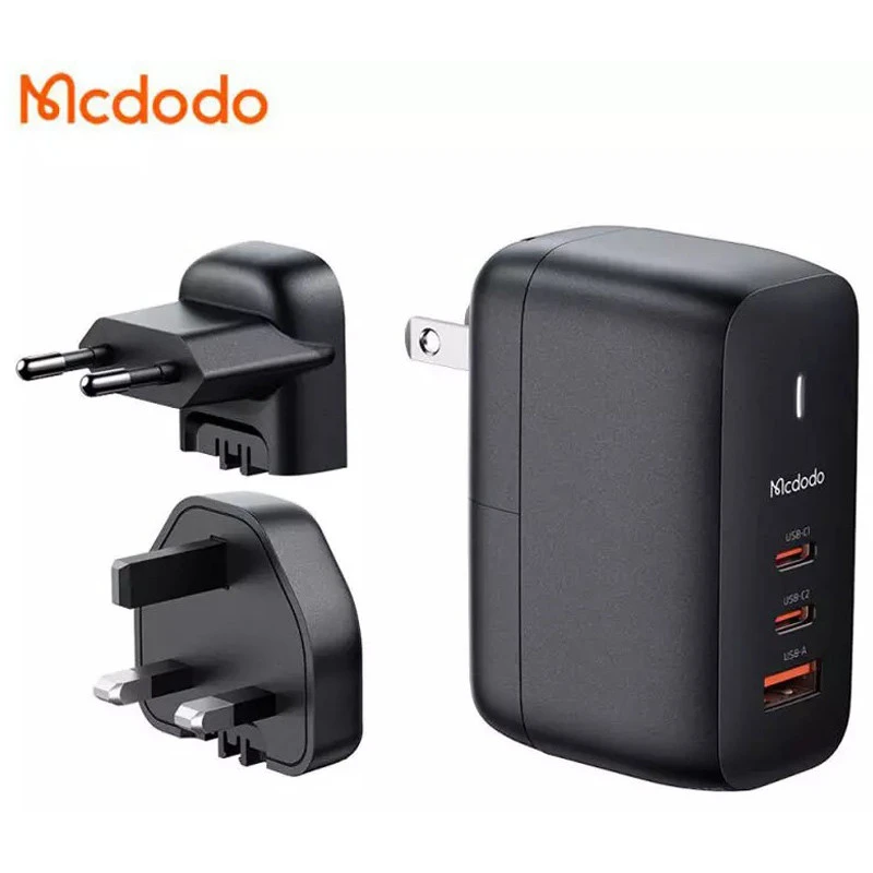شارژر دیواری فست شارژ Mcdodo CH-844 GaN 3Port 5A QC4.0 PD3.0 65W + کابل تبدیل تایپ سی