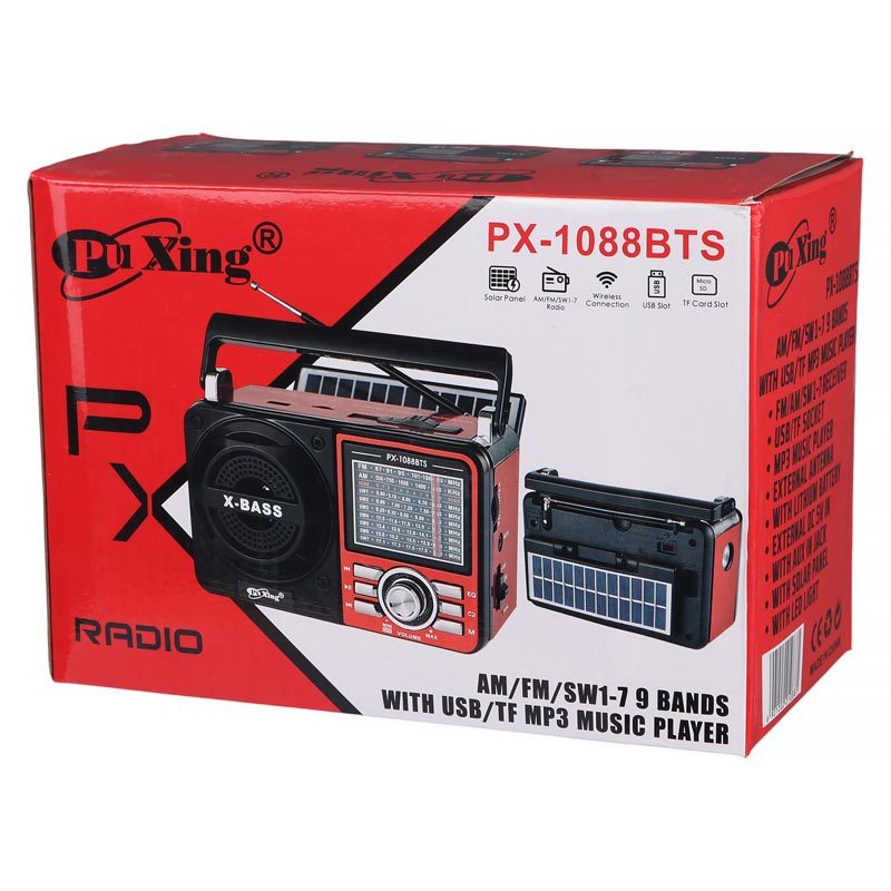 رادیو اسپیکر بلوتوثی رم و فلش خور خورشیدی Puxing PX-1088BTS