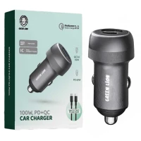 شارژر فندکی فست شارژ Green Lion GN100WPDQTCGY QC3.0 PD 100W + کابل تبدیل تایپ سی