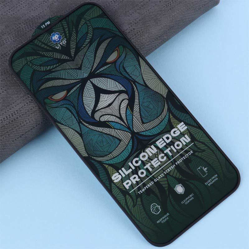 گلس لبه سیلیکونی لیتو آیفون iPhone 15 Pro Max