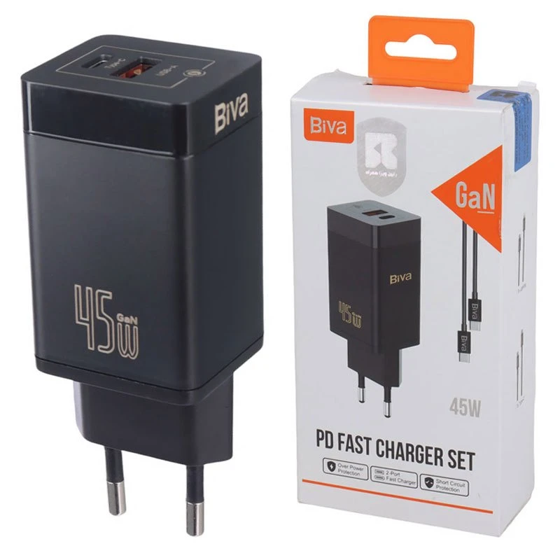 شارژر دیواری 45 وات بیوا HC-15 GaN QC3.0 PD 3A