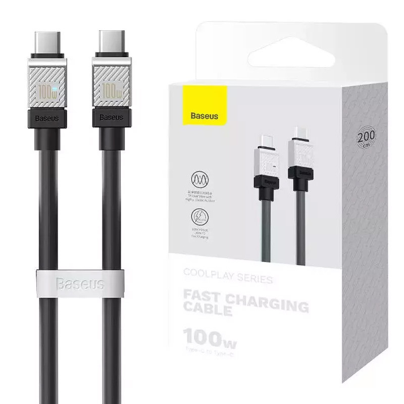 کابل تبدیل فست شارژ Baseus CoolPlay Series CAKW00030 Type-C to Type-C PD 100W 2m