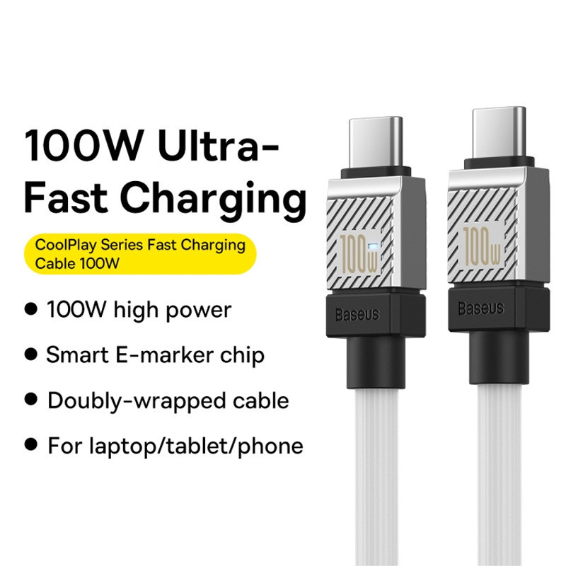 کابل تبدیل فست شارژ Baseus CoolPlay Series CAKW00030 Type-C to Type-C PD 100W 2m
