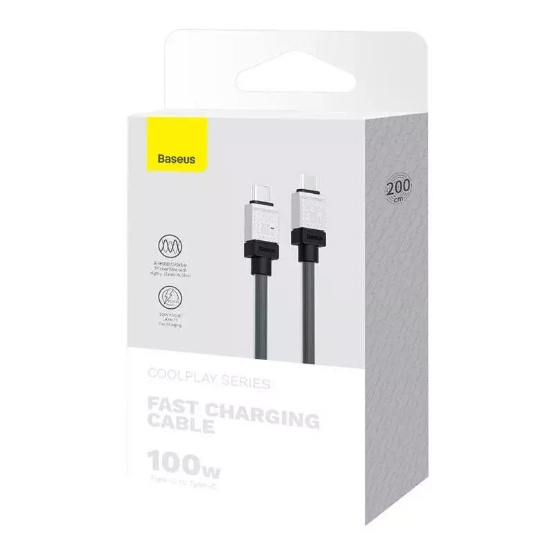 کابل تبدیل فست شارژ Baseus CoolPlay Series CAKW00030 Type-C to Type-C PD 100W 2m
