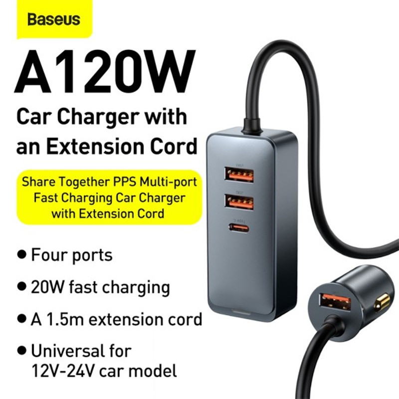 شارژر فندکی فست شارژ Baseus CCBT-B0G 3A PD 30W