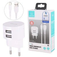 شارژر دیواری Usams XTXLOGT18TC 2Port 2.1A 10.5W + کابل تایپ سی