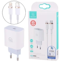شارژر دیواری فست شارژ Usams T49 3A PD 20W + کابل تبدیل آیفونی