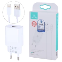 شارژر دیواری فست شارژ Usams T21OCLN 2.1A + کابل آیفونی