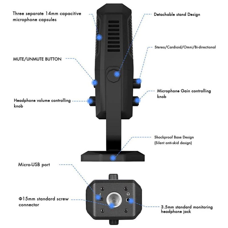 میکروفون کندانسور Yanmai SF-900 Plus + پاپ فیلتر و هدفون