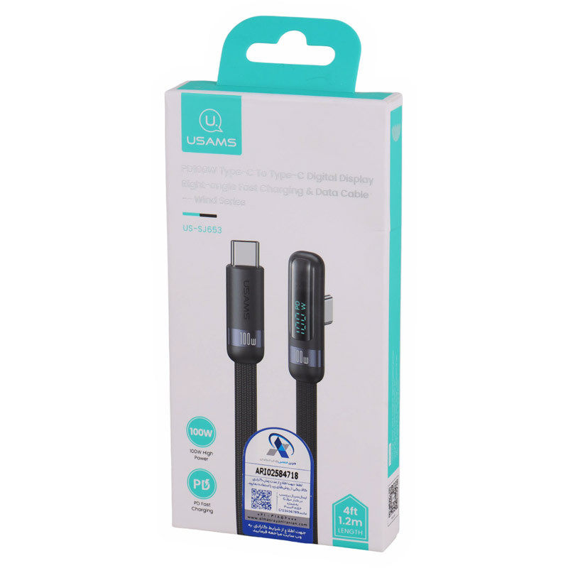 کابل تبدیل فست شارژ Usams US-SJ653 Type-C To Type-C PD 100W 1.2m