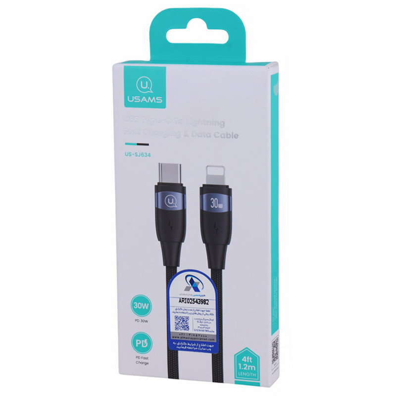 کابل تبدیل فست شارژ Usams US-SJ634 Type-C To Lightning PD 30W 1.2m