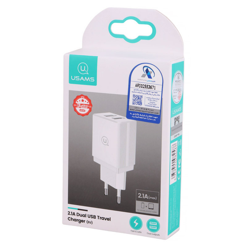 کلگی شارژ Usams US-CC090 2Port 2.1A 10.5W