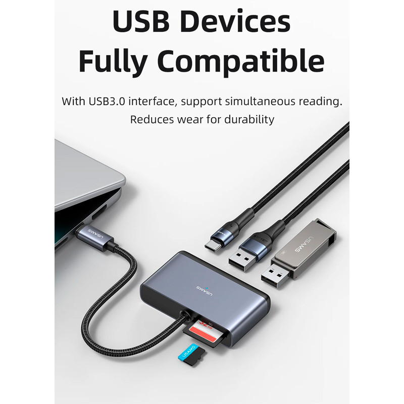 هاب و رم ریدر Usams US-SJ628 Type-C To USB2.0/USB3.0/SD/Micro SD/Type-C PD