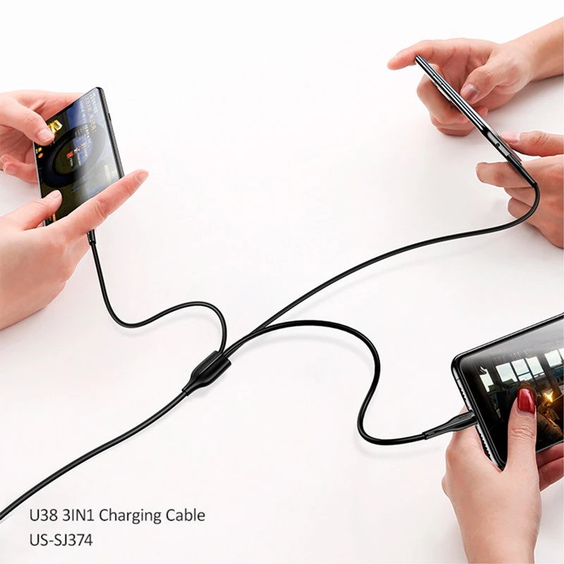 کابل 3 سر Usams US-SJ374 2A 1m