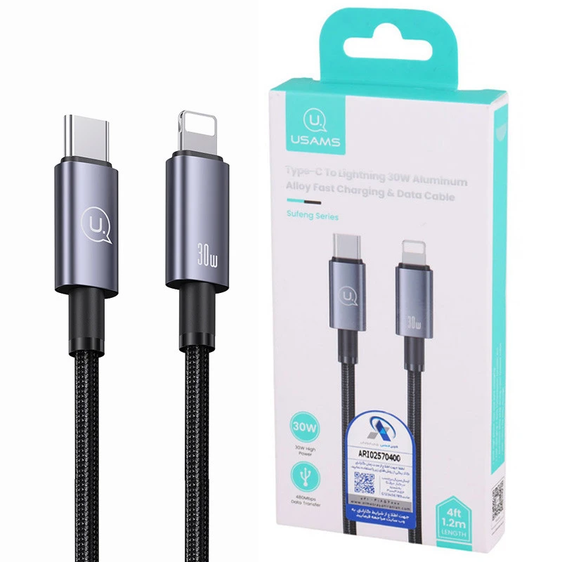 کابل تبدیل فست شارژ Usams US-SJ662 Type-C To Lightning 30W 1.2m