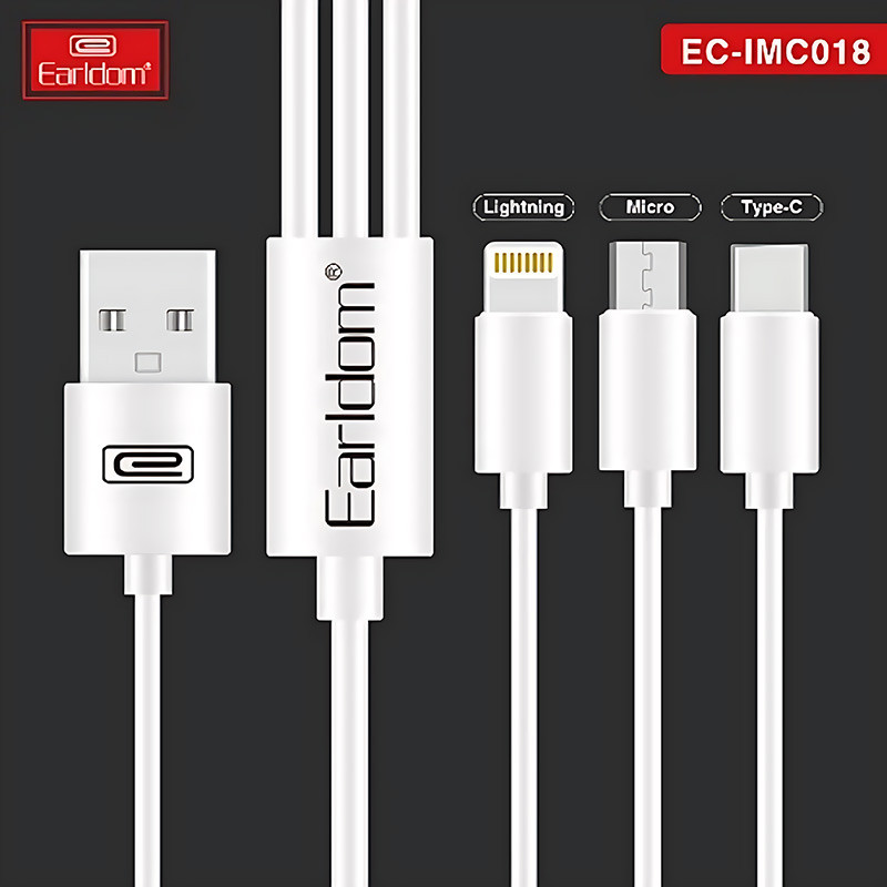 کابل 3 سر فست شارژ Earldom EC-IMC018 3A 1.2m