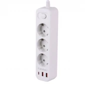 چند راهی ۳ خانه برق ارت دار ارلدام ES-SC13 با کابل 2 متری + شارژر USB و Type-C