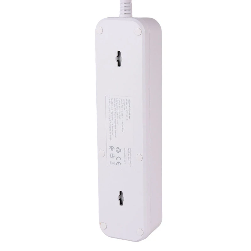چند راهی ۳ خانه برق ارت دار ارلدام ES-SC13 با کابل 2 متری + شارژر USB و Type-C