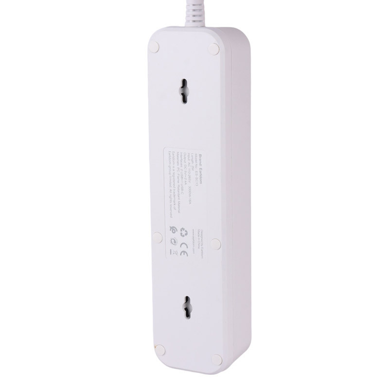 چند راهی ۳ خانه برق ارت دار ارلدام ES-SC13 با کابل 2 متری + شارژر USB و Type-C