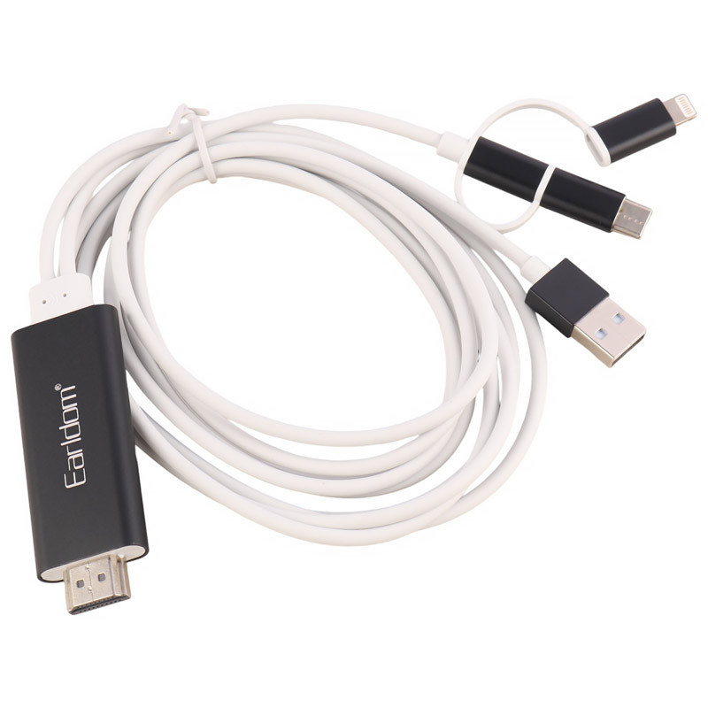 کابل تبدیل Earldom ET-W13 Lightning/MicroUSB/Type-C to HDMI 2m