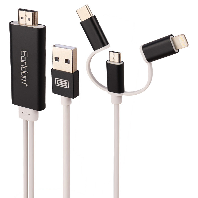 کابل تبدیل Earldom ET-W13 Lightning/MicroUSB/Type-C to HDMI 2m