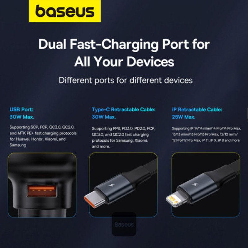 شارژر فندکی فست شارژ Baseus CCTXP-UCL 60W