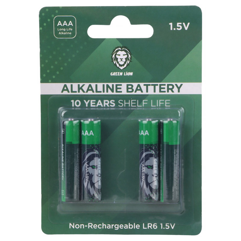 باتری چهارتایی نیم قلمی Green Lion Alkaline LR6 GNAKBAAA 1.5V AAA