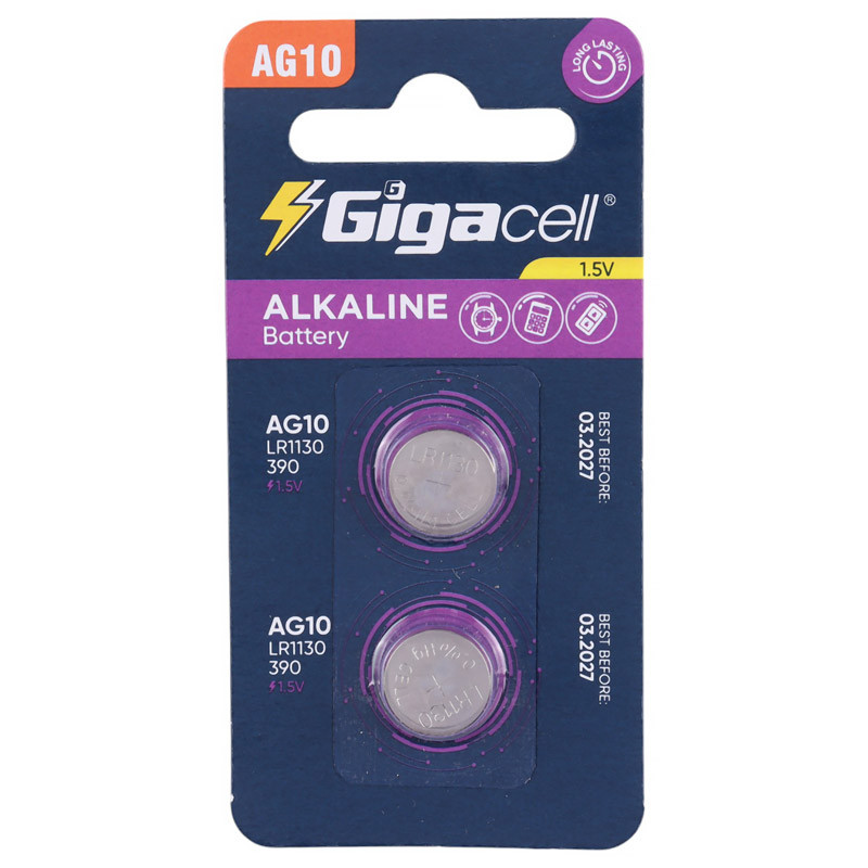 باتری سکه ای Gigacell Alkaline AG10 بسته 2 عددی