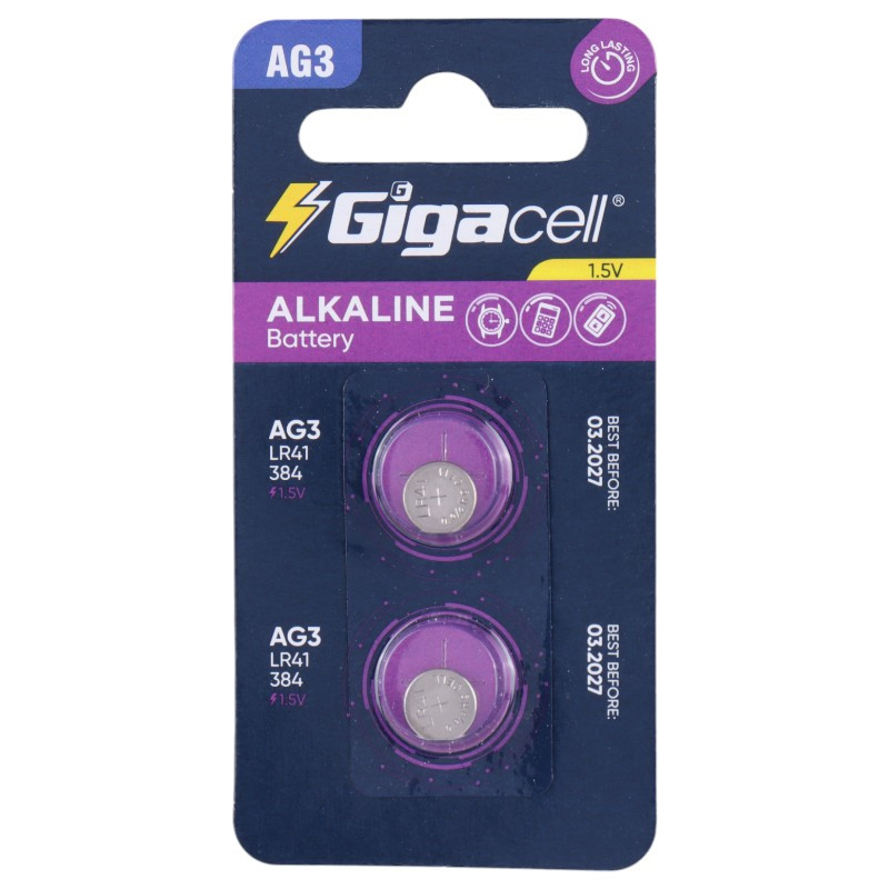 باتری سکه ای Gigacell Alkaline AG3 بسته 2 عددی