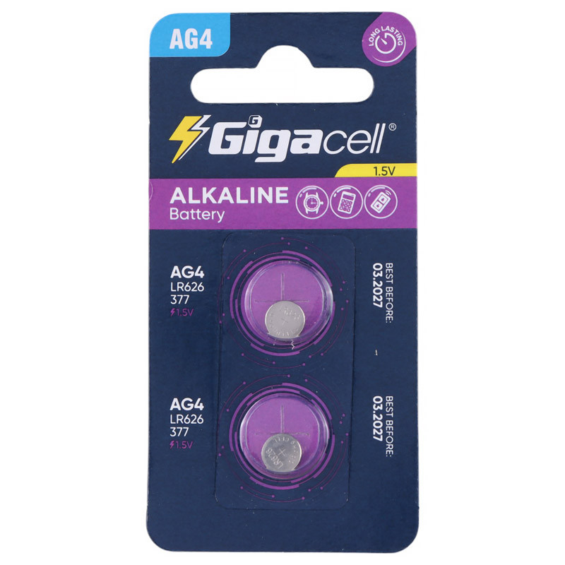 باتری سکه ای Gigacell Alkaline AG4 بسته 2 عددی