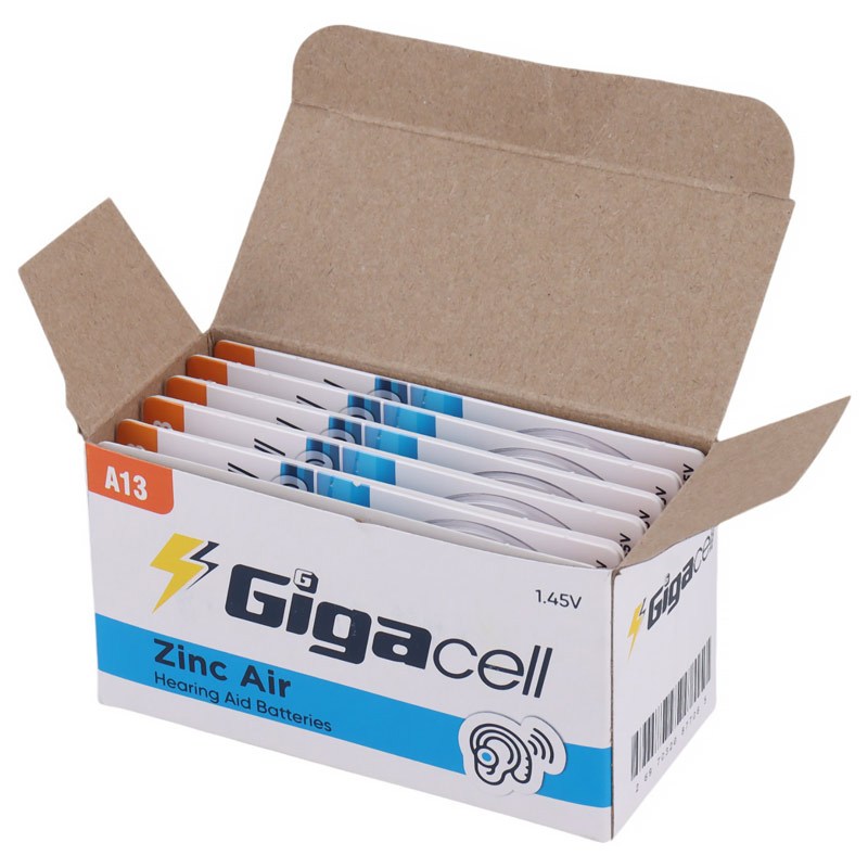 باتری سمعکی Gigacell Zinc Air A13 بسته 6 عددی