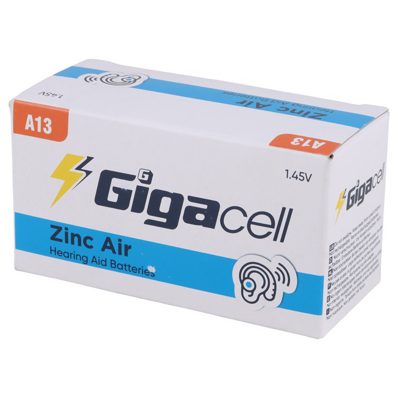 باتری سمعکی Gigacell Zinc Air A13 بسته 6 عددی