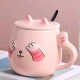 ماگ سرامیکی گربه گوش دار درب دار