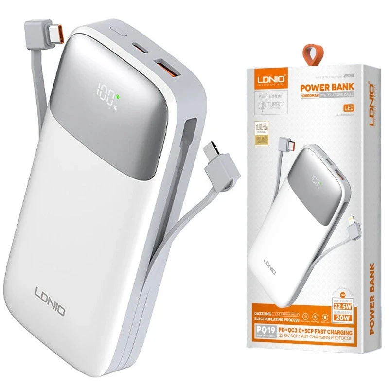 پاور بانک فست شارژ الدینیو PQ19 QC3.0 22.5W ظرفیت 10000 میلی آمپر ساعت