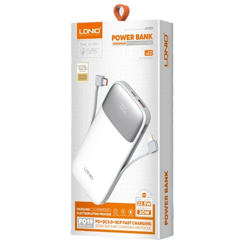 پاور بانک فست شارژ الدینیو PQ19 QC3.0 22.5W ظرفیت 10000 میلی آمپر ساعت