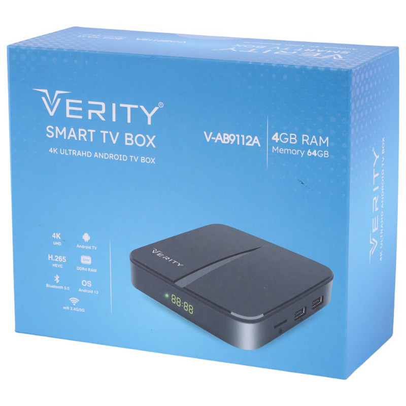 اندروید باکس Verity V-AB9112A 4K + ریموت کنترل