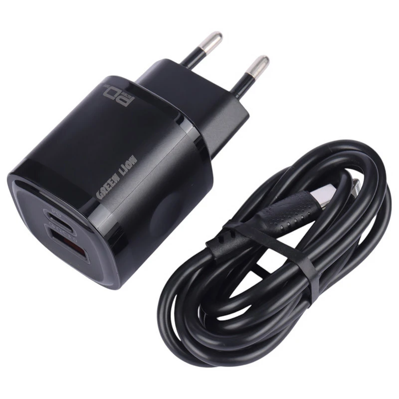 شارژر دیواری 20 وات گرین لاین GL-WC09 PD QC3.0 3A + کابل تبدیل آیفونی