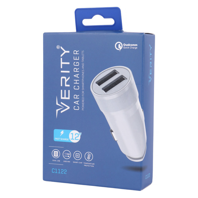 شارژر فندکی فست شارژ Verity V-C1122 2.4A QC 12W + کابل تایپ سی