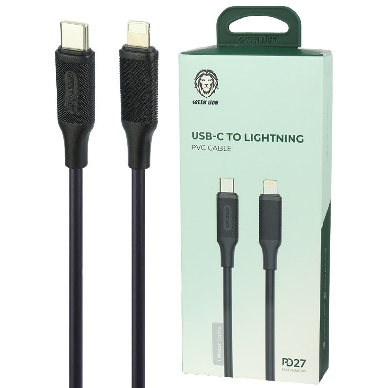 کابل تبدیل فست شارژ Green Lion GNPVC27CTLBK Type-C To Lightning PD 27W 1M