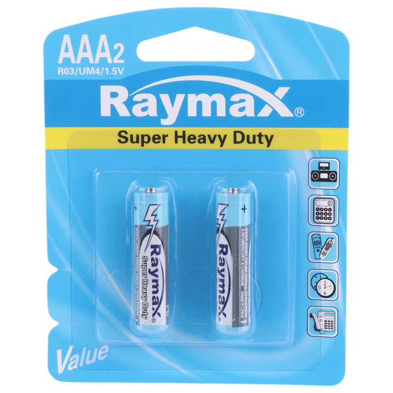 باتری دوتایی نیم قلمی Raymax Super Heavy Duty R03 1.5V AAA